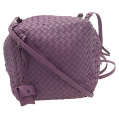 Bottega Veneta Purple Intrecciato Leather Long Strap Crossbody Bag