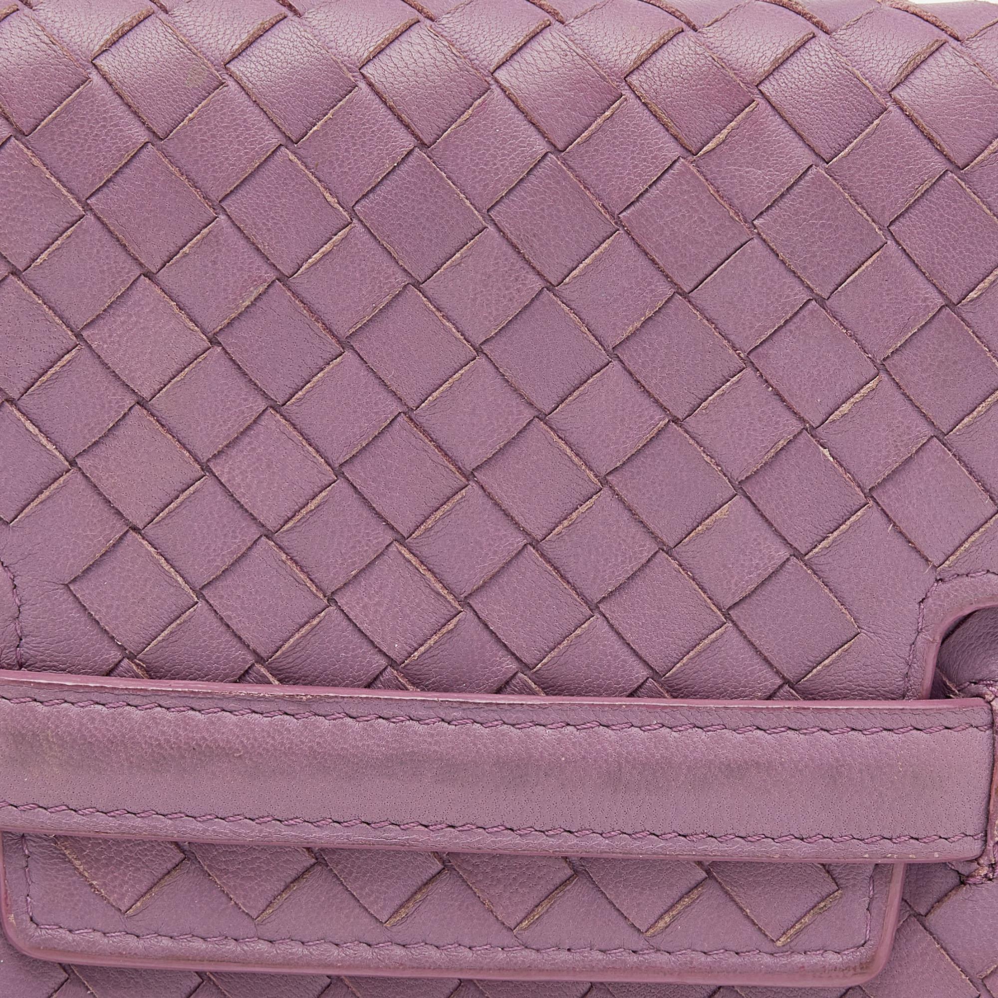 Bottega Veneta Purple Intrecciato Leather Long Wallet 2