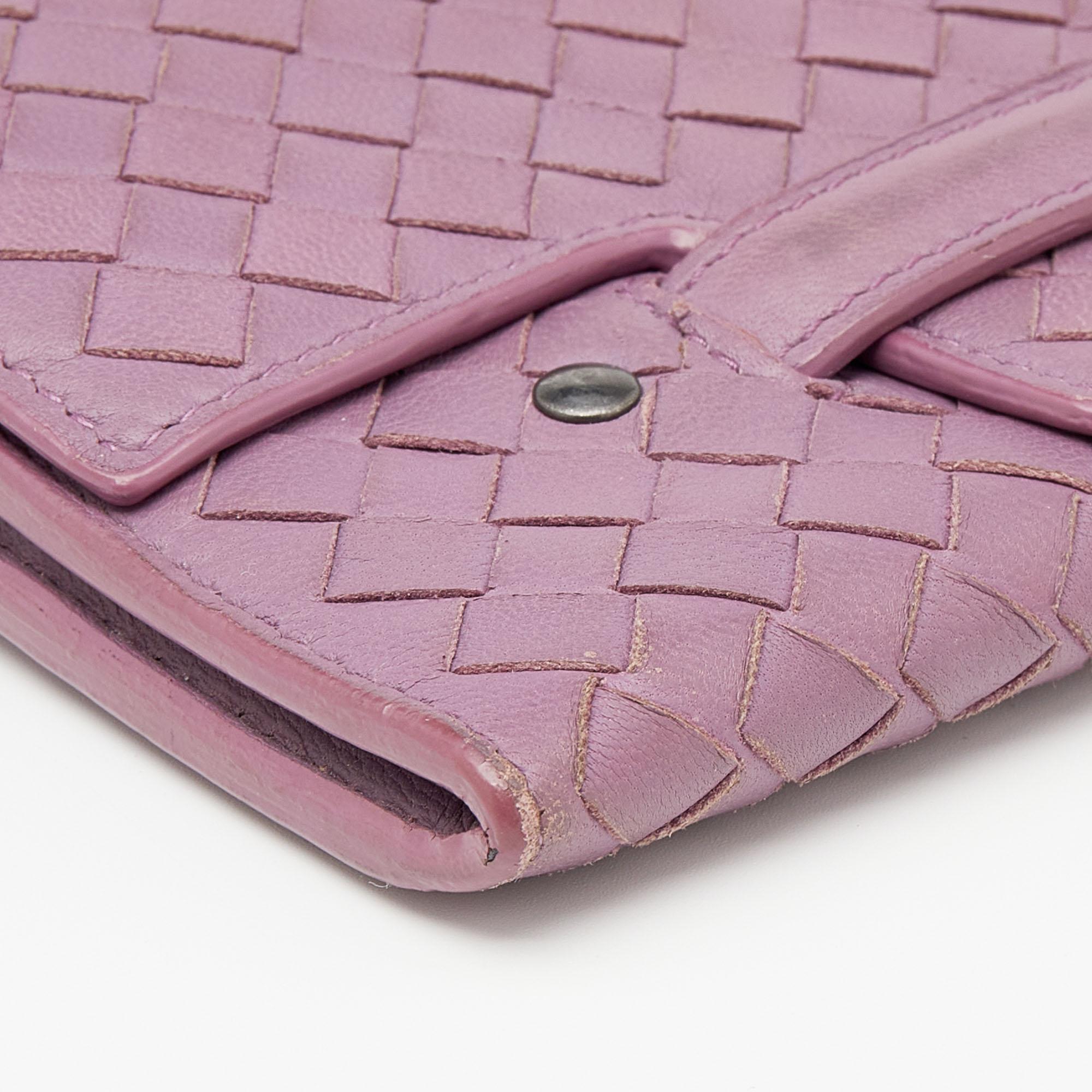 Women's Bottega Veneta Purple Intrecciato Leather Long Wallet