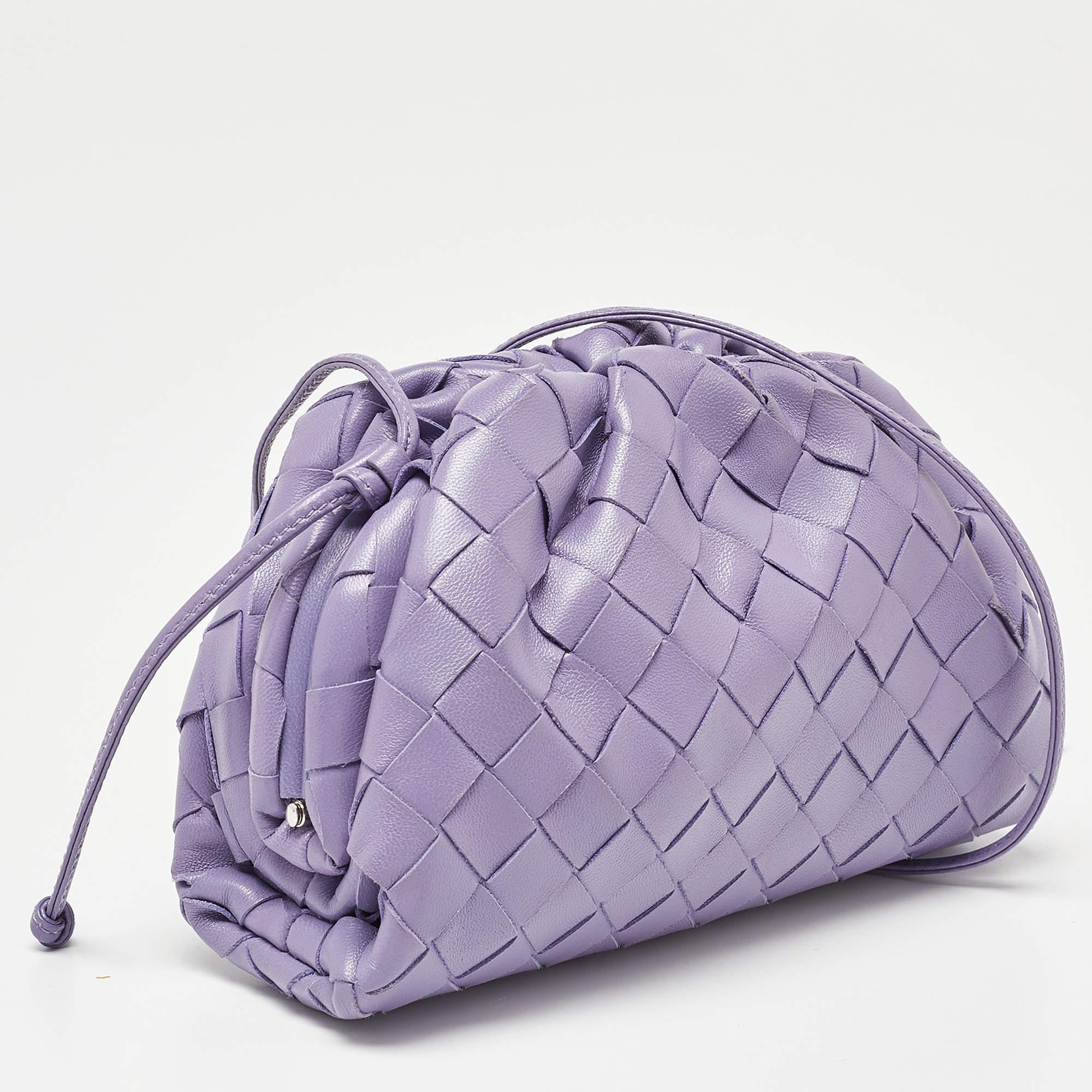 Women's Bottega Veneta Purple Intrecciato Leather Mini The Pouch Bag
