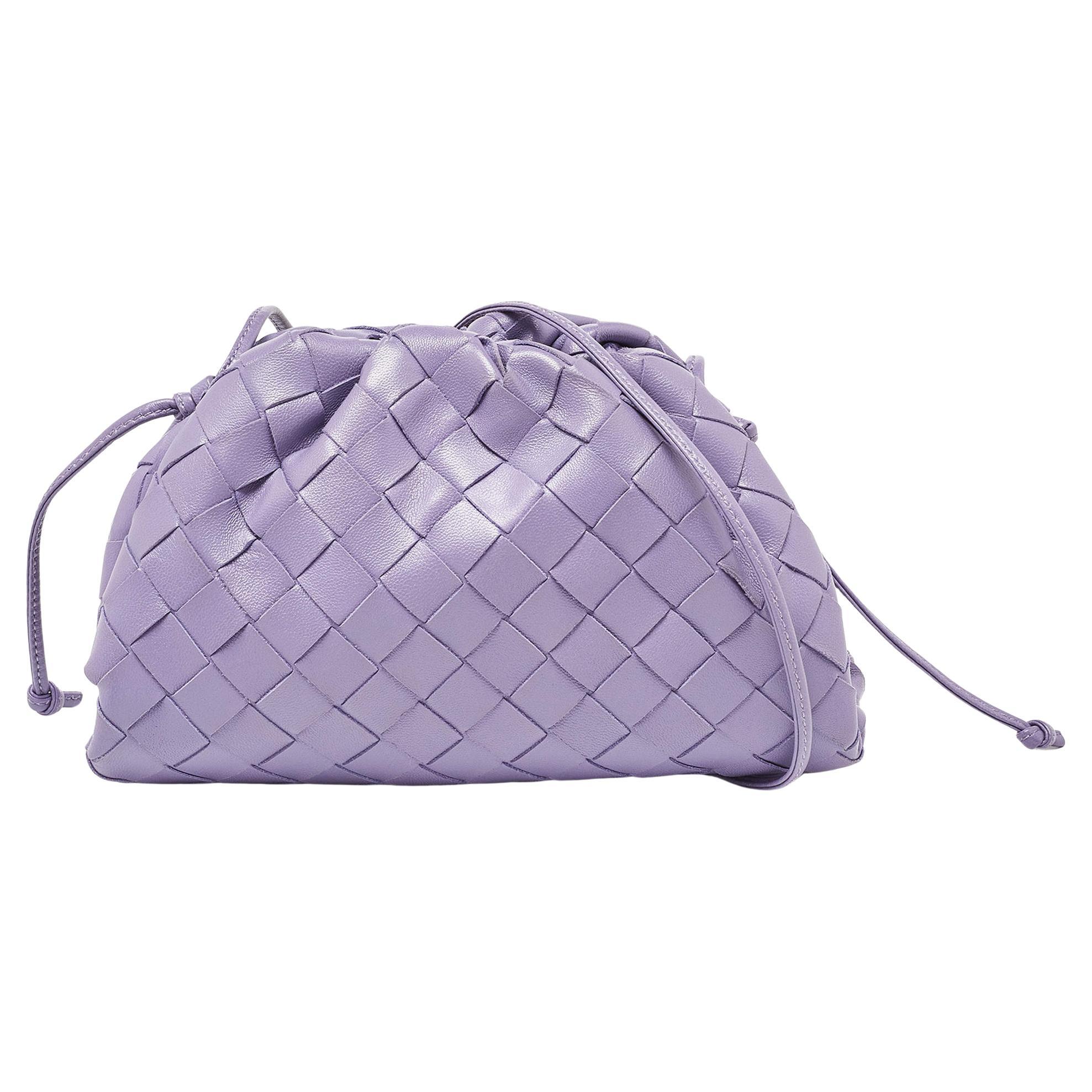 Bottega Veneta Purple Intrecciato Leather Mini The Pouch Bag