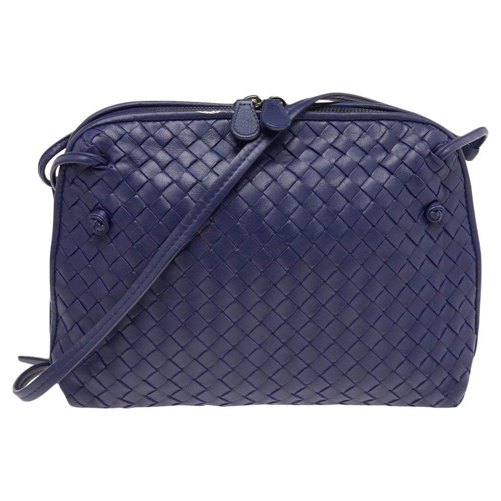 Bottega Veneta Purple Intrecciato Leather Nodini Shoulder Bag