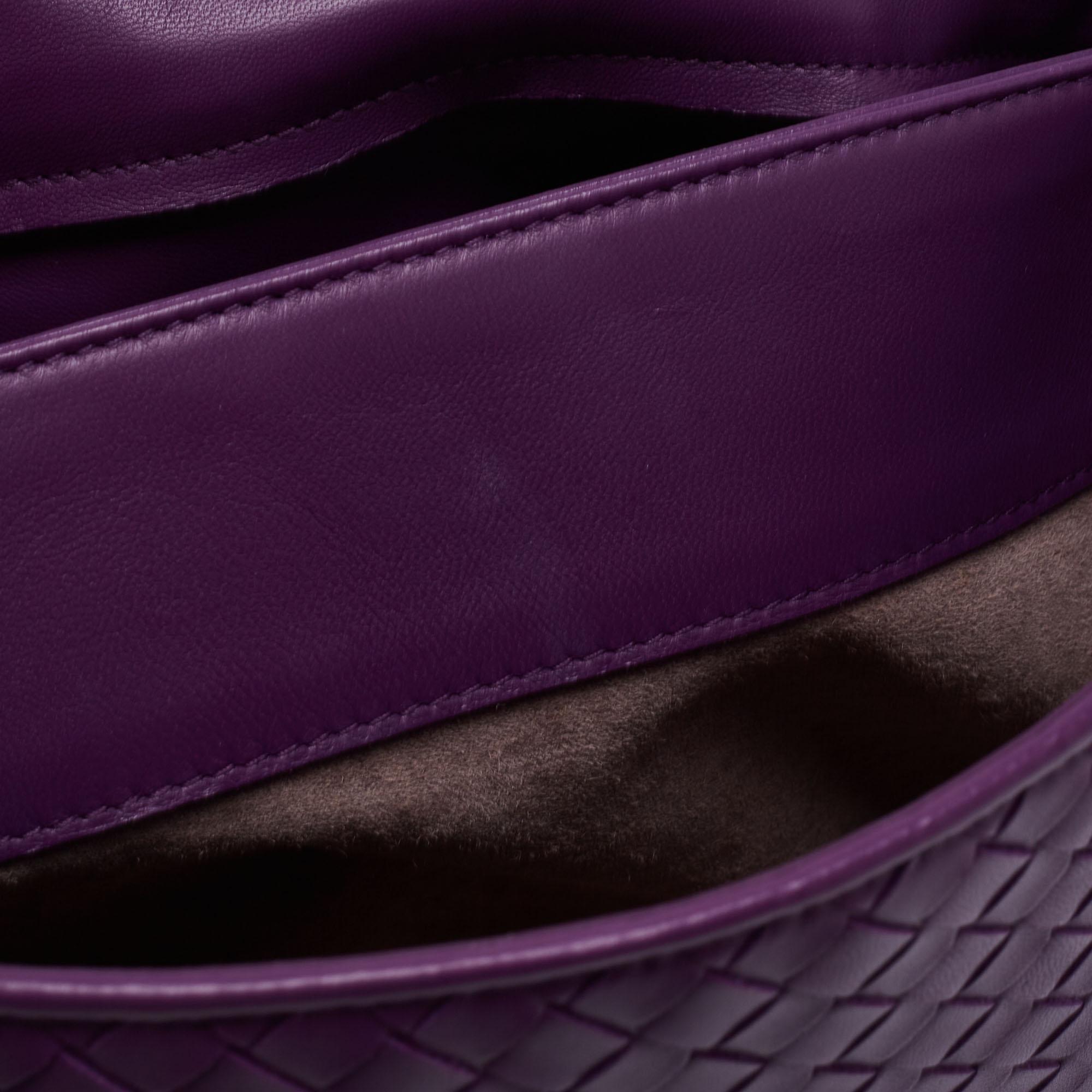 Bottega Veneta Purple Intrecciato Leather Olimpia Top Handle Bag 4