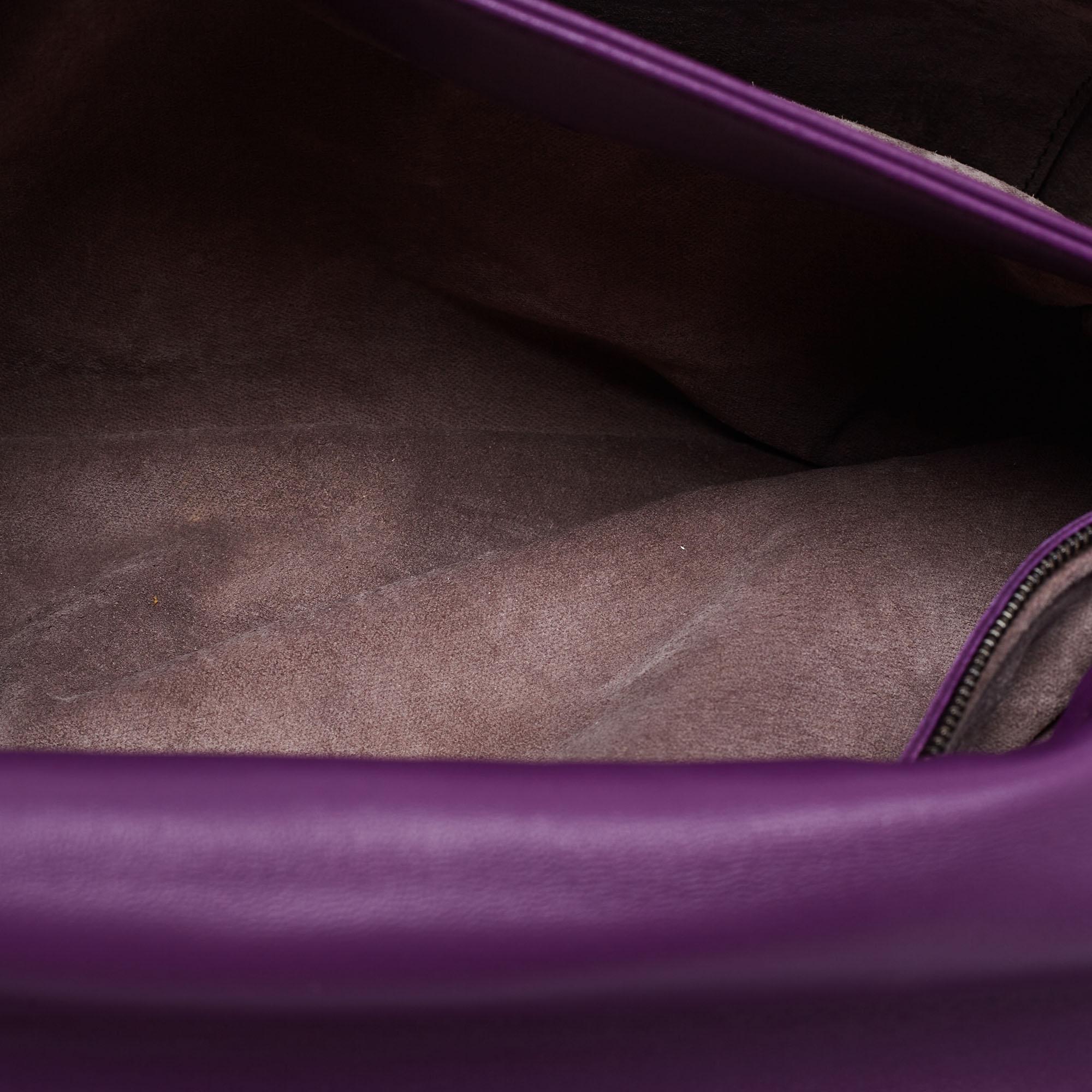 Bottega Veneta Purple Intrecciato Leather Olimpia Top Handle Bag 5