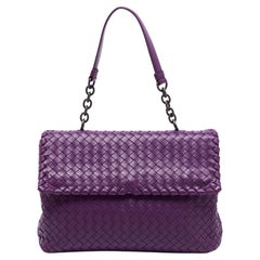 Bottega Veneta Purple Intrecciato Leather Olimpia Top Handle Bag