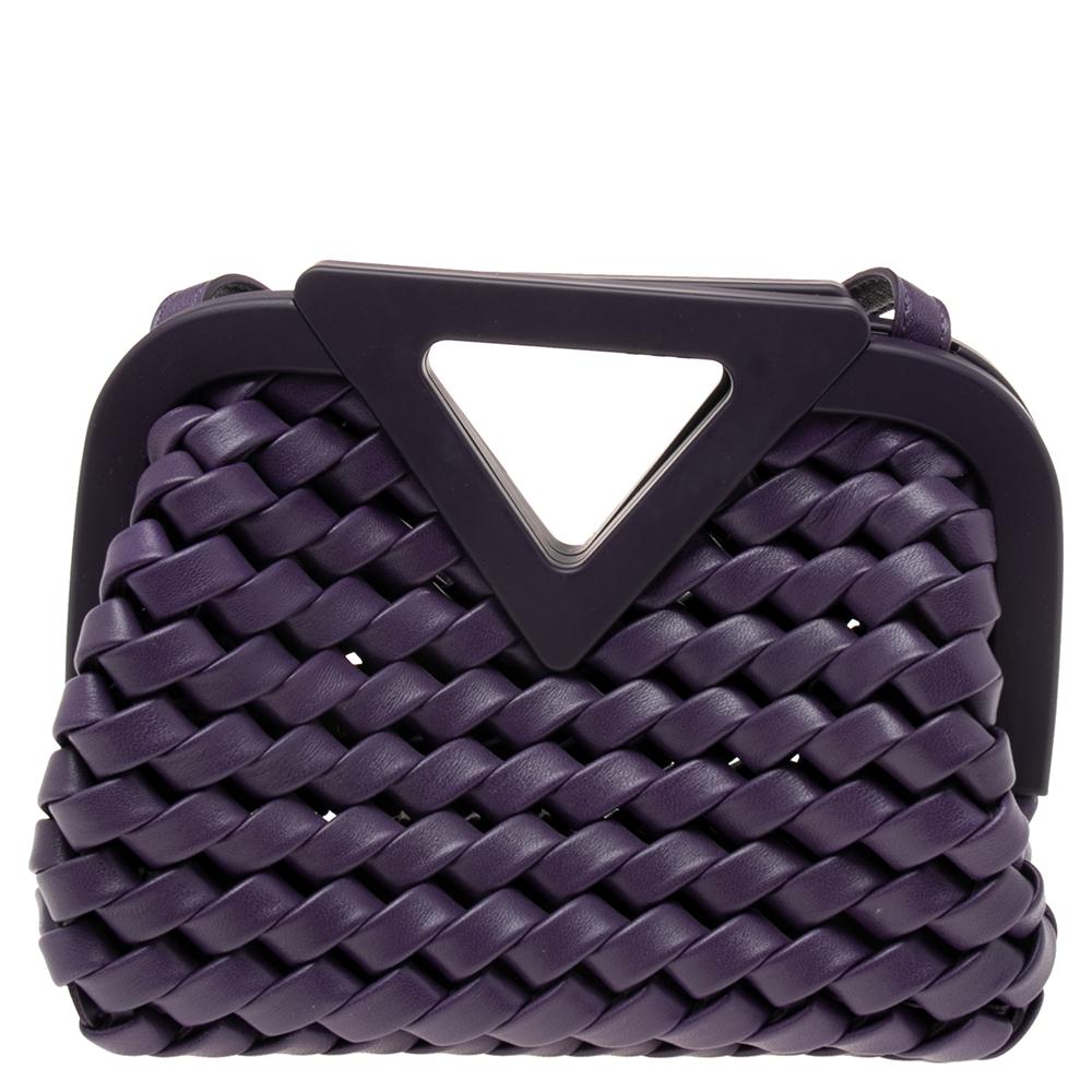 Bottega Veneta Purple Intrecciato Leather Point Shoulder Bag 3