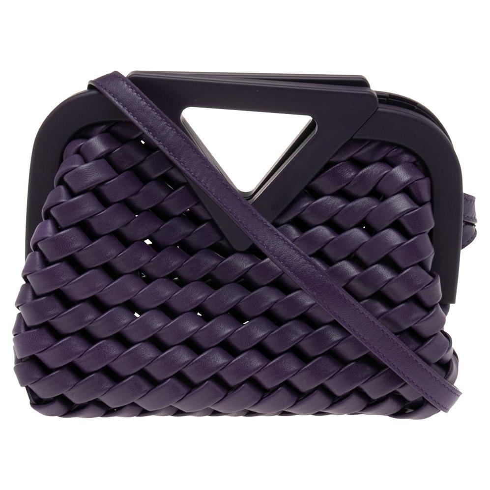 Bottega Veneta Purple Intrecciato Leather Point Shoulder Bag