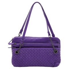 Bottega Veneta Purple Intrecciato Leather Shoulder Bag