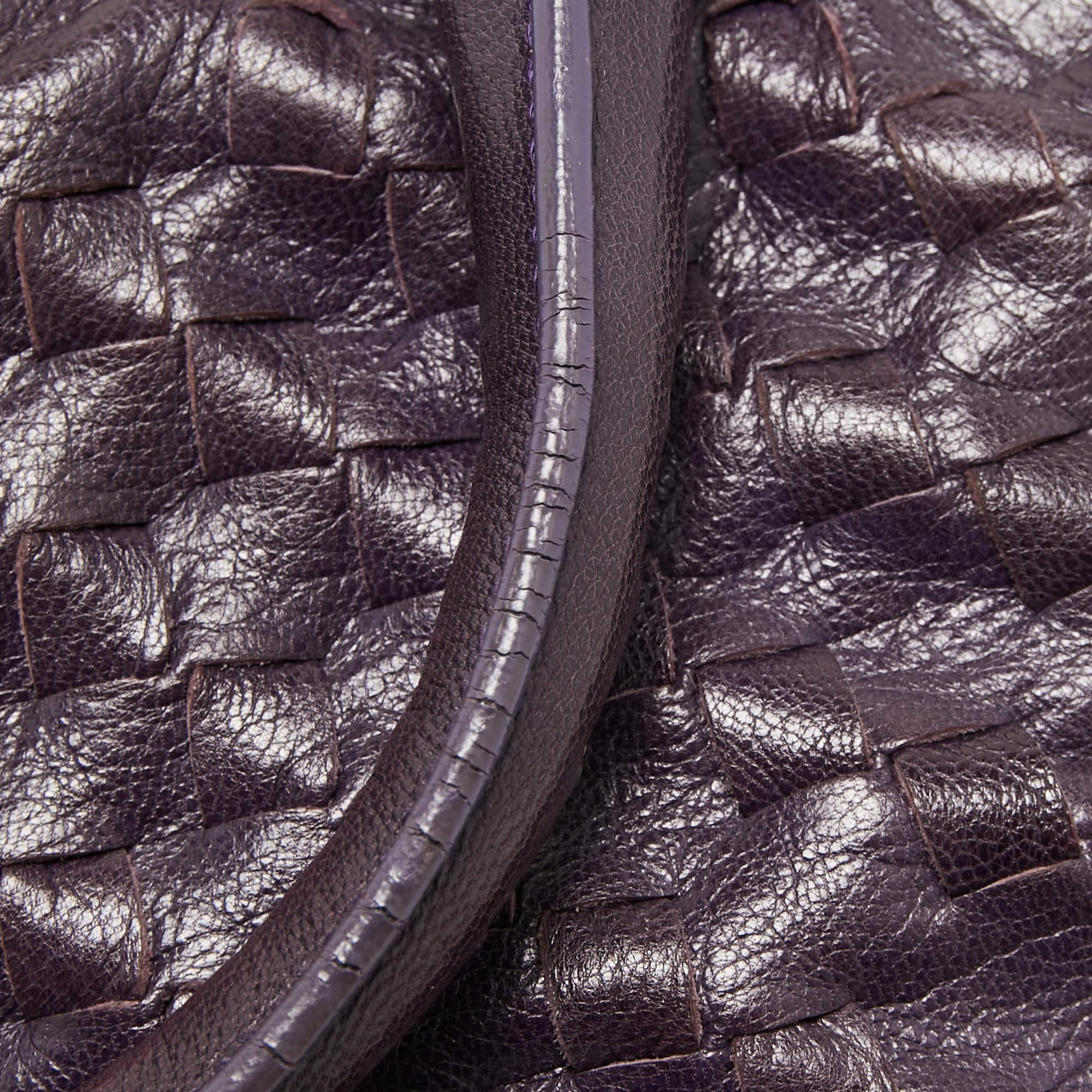Bottega Veneta Purple Intrecciato Leather Tote For Sale 7