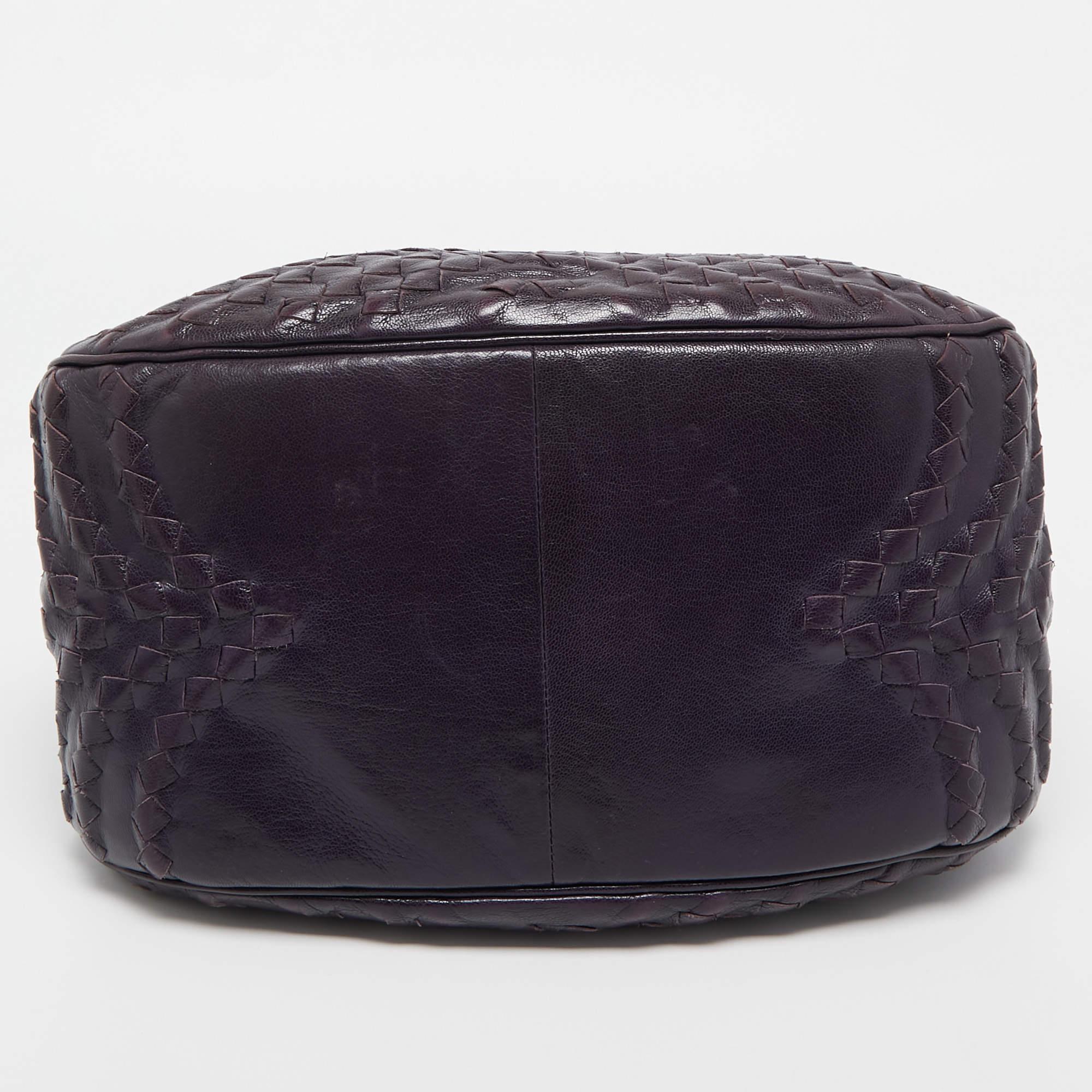 Sac cabas en cuir Intrecciato violet Bottega Veneta Pour femmes en vente