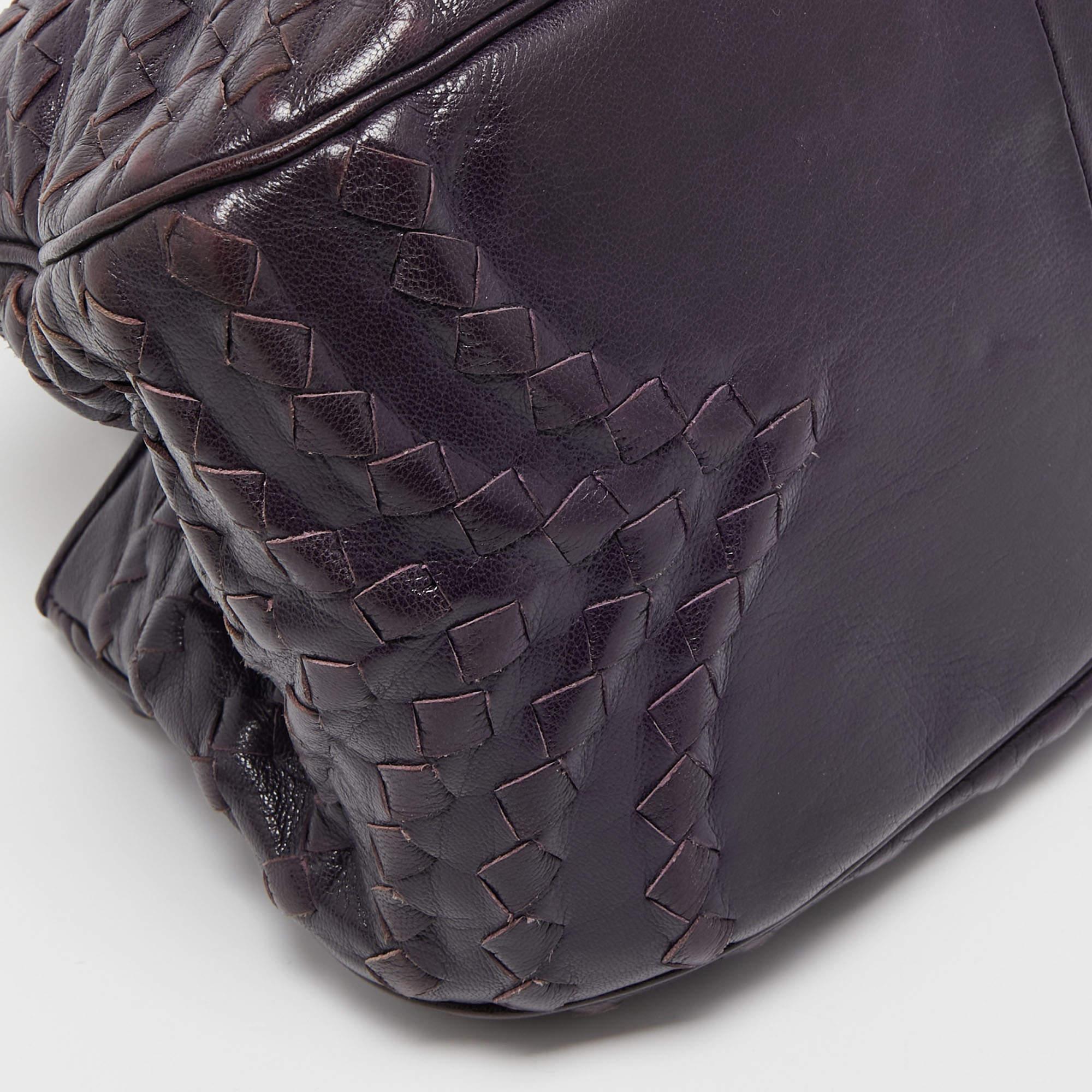 Bottega Veneta Purple Intrecciato Leather Tote For Sale 3