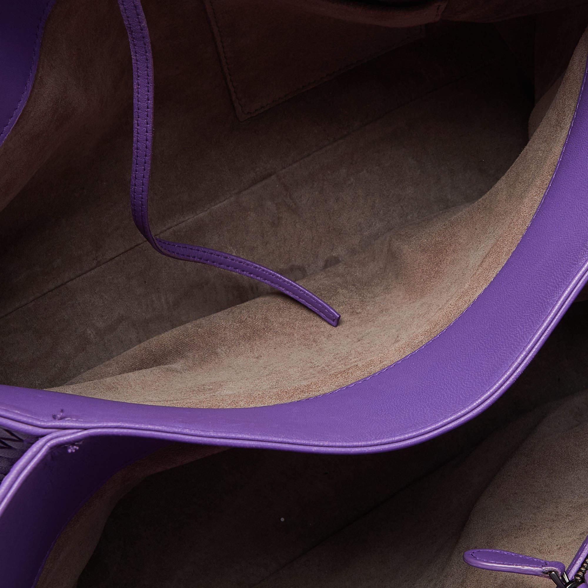 Bottega Veneta Purple Intrecciato Leather Tote 4