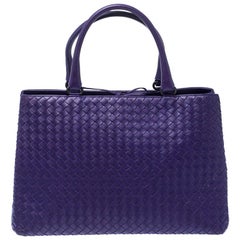 Bottega Veneta Purple Intrecciato Leather Tote