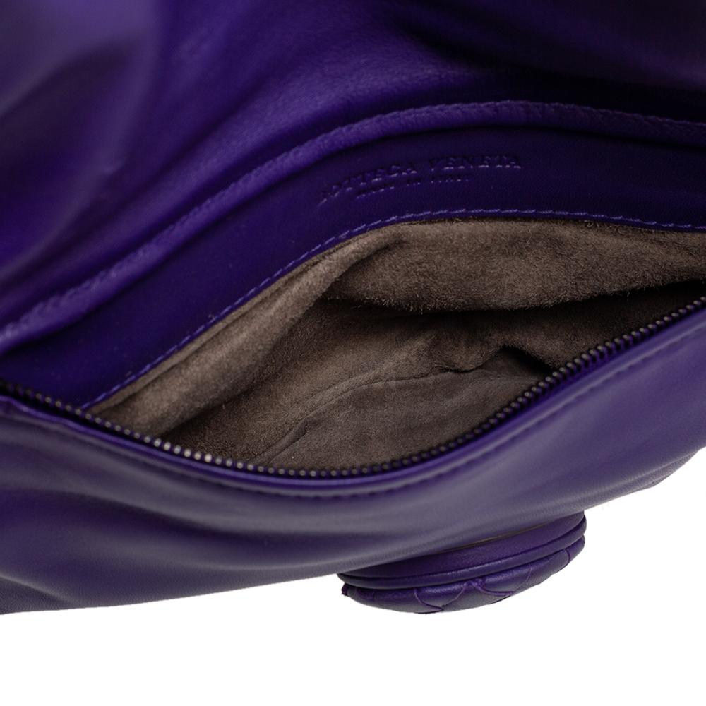 Bottega Veneta Purple Intrecciato Leather Turnlock Clutch 6