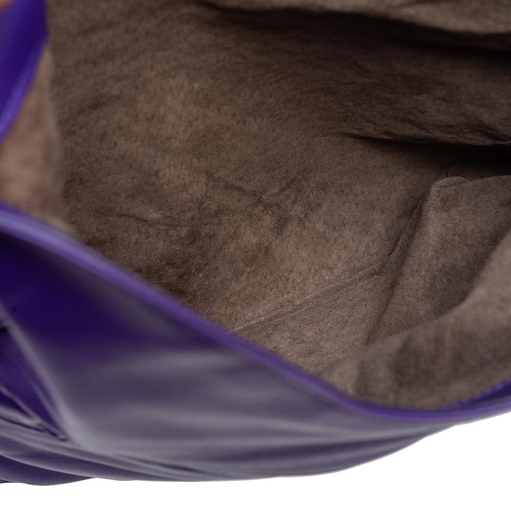Bottega Veneta Purple Intrecciato Leather Turnlock Clutch 7