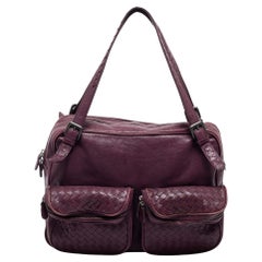 Bottega Veneta Purple Intrecciato Leather Twin Pocket Shoulder Bag