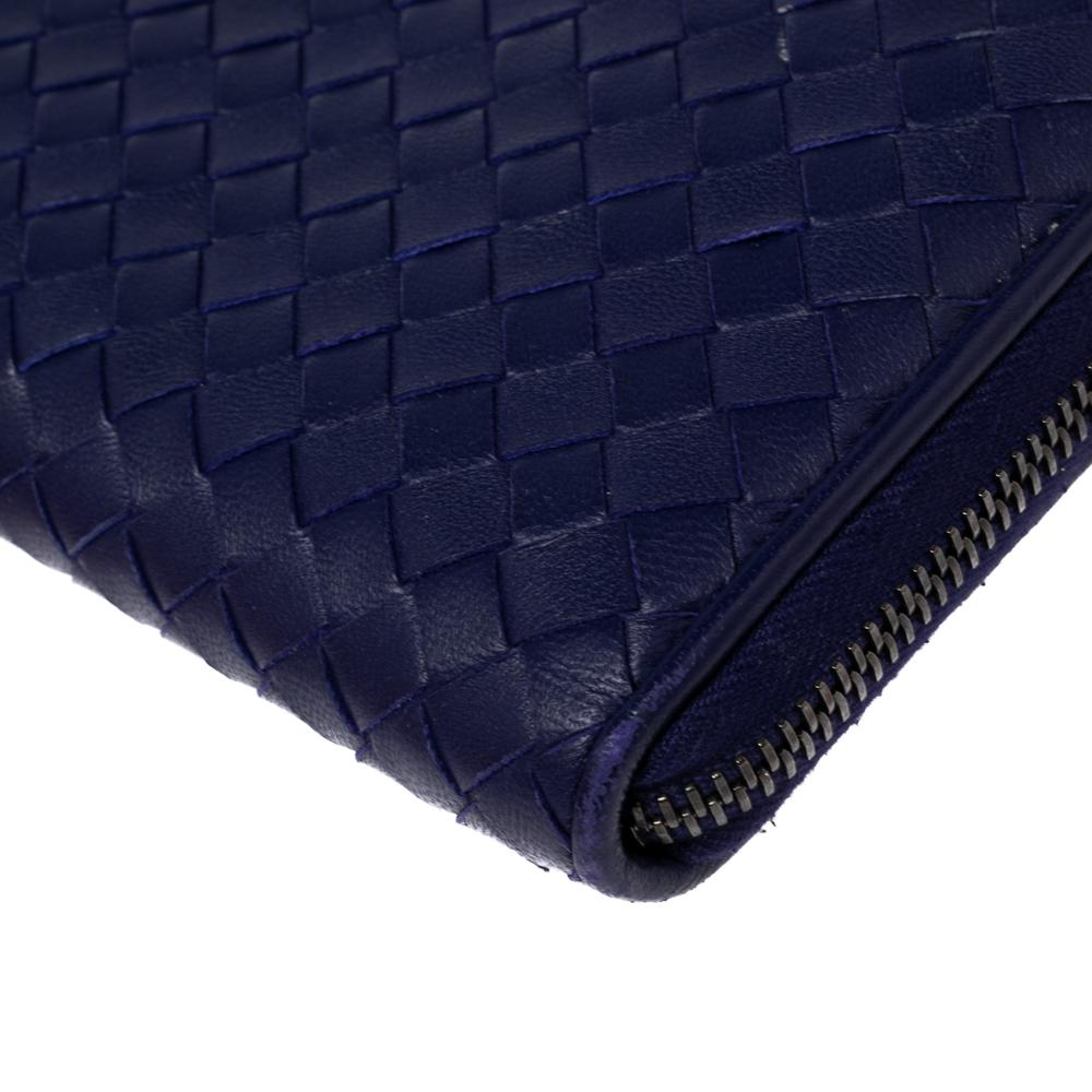 Women's Bottega Veneta Purple Intrecciato Leather Zip Around Continental Wallet