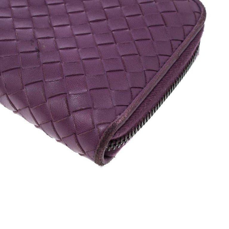 Bottega Veneta Purple Intrecciato Leather Zip Around Long Wallet For ...