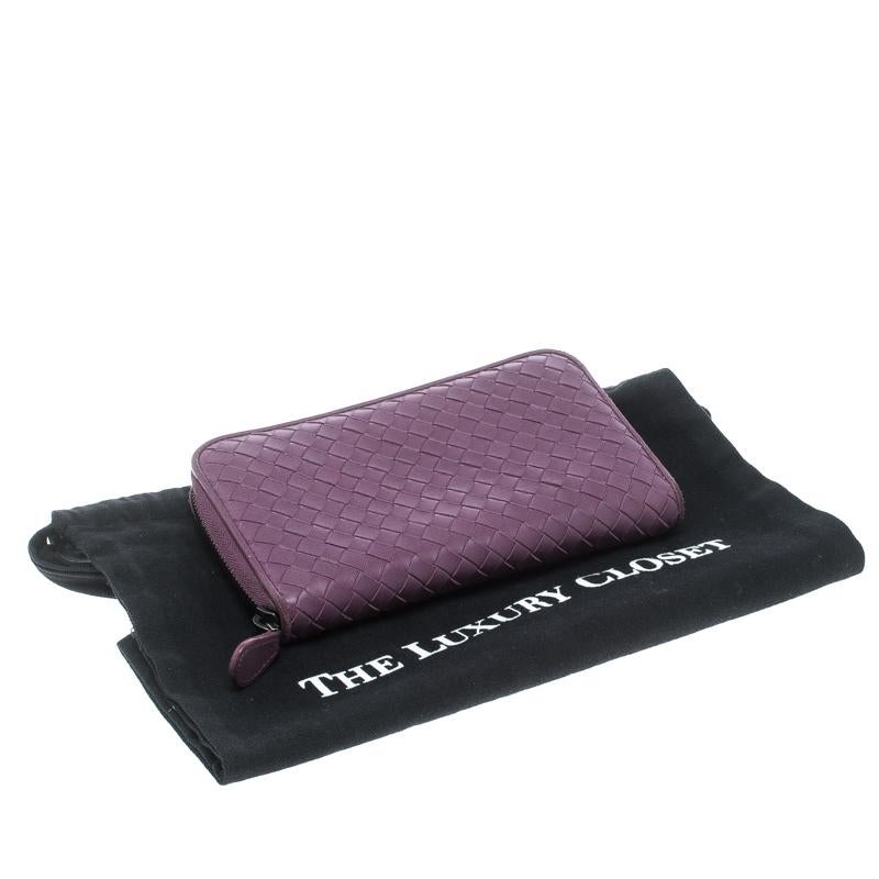 Bottega Veneta Purple Intrecciato Leather Zip Around Long Wallet 6