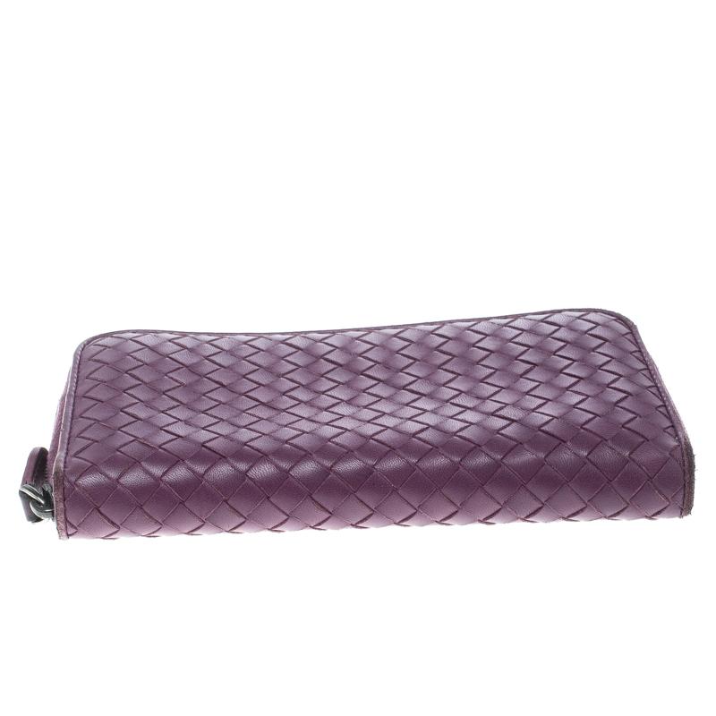 Bottega Veneta Purple Intrecciato Leather Zip Around Long Wallet 1