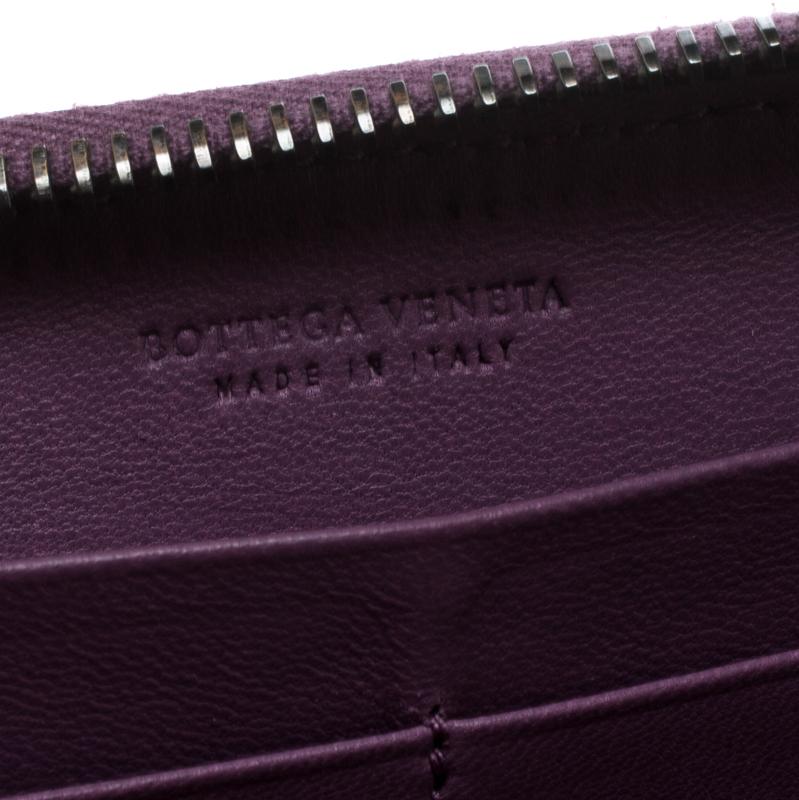Bottega Veneta Purple Intrecciato Leather Zip Around Long Wallet 2