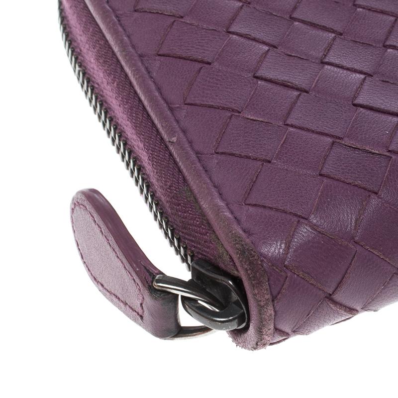 Bottega Veneta Purple Intrecciato Leather Zip Around Long Wallet 4