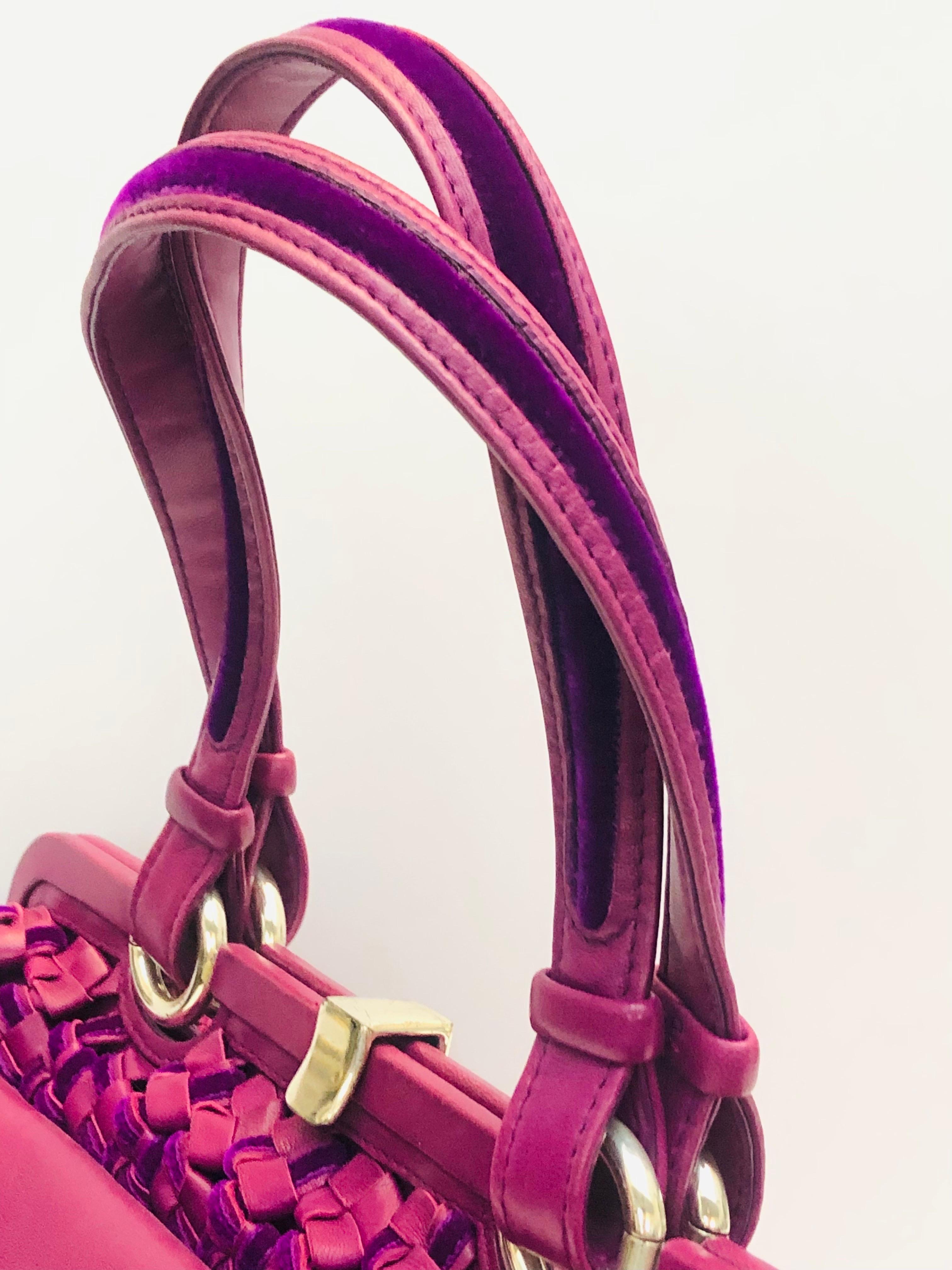 Bottega Veneta purple intrecciato shoulder handle bag In Good Condition For Sale In Sheung Wan, HK