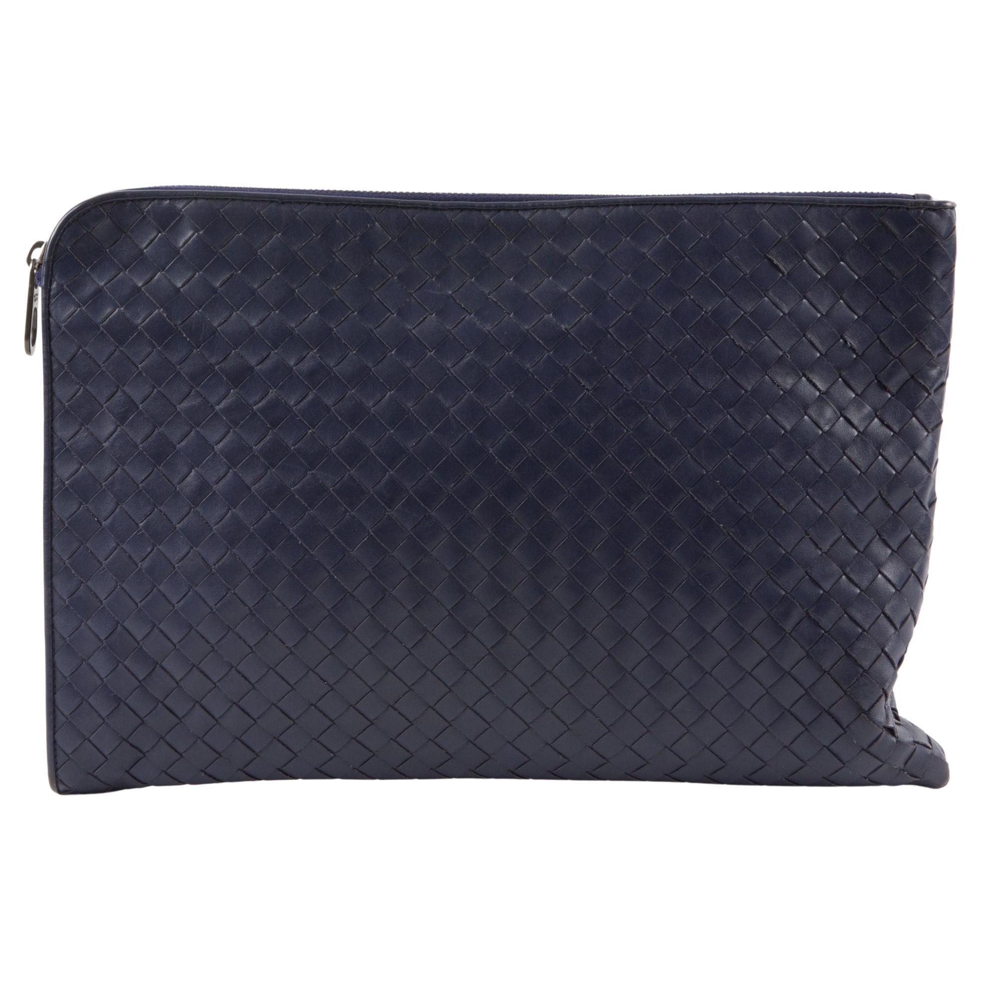 Bottega Veneta Purple Large Leather Intrecciato Clutch