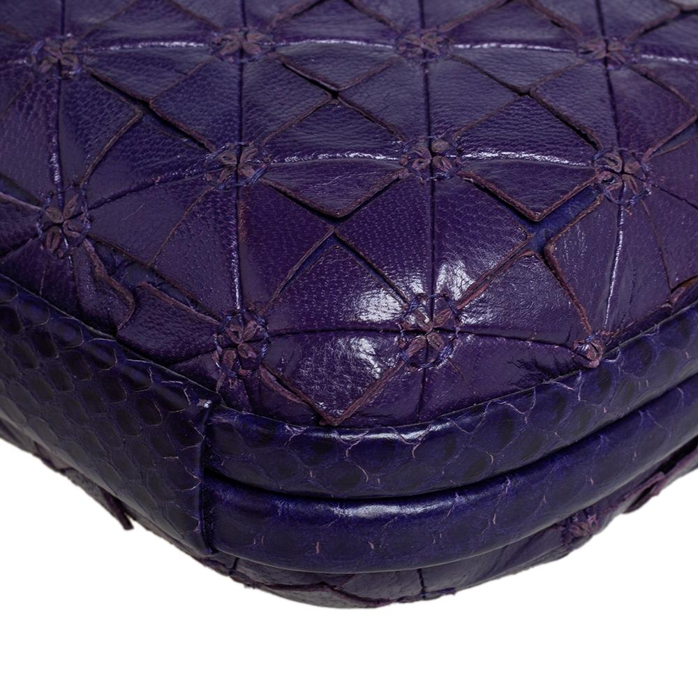 Bottega Veneta Purple Leather and Snakeskin Trim Origami Knot Clutch 1