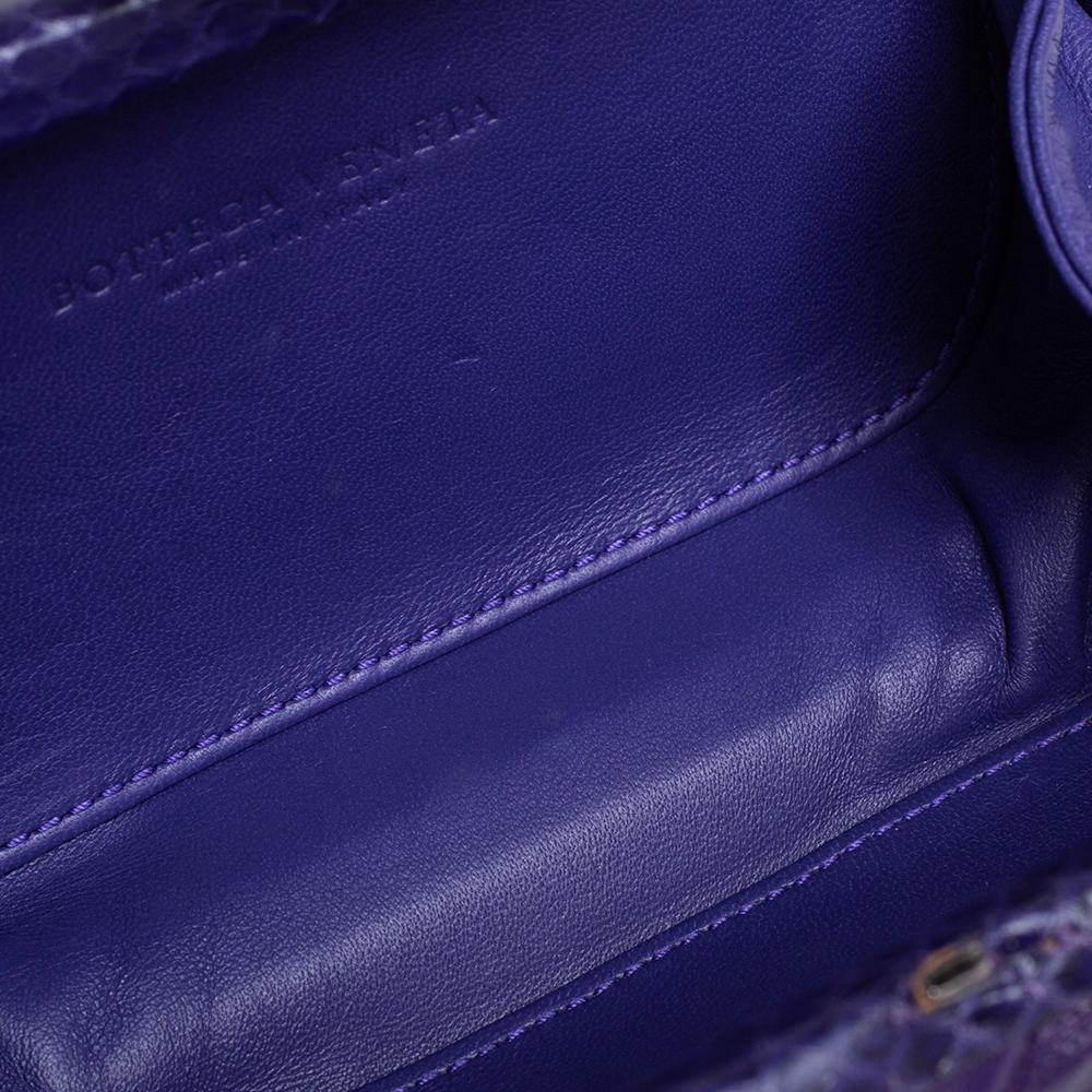 Bottega Veneta Purple Leather and Snakeskin Trim Origami Knot Clutch 2