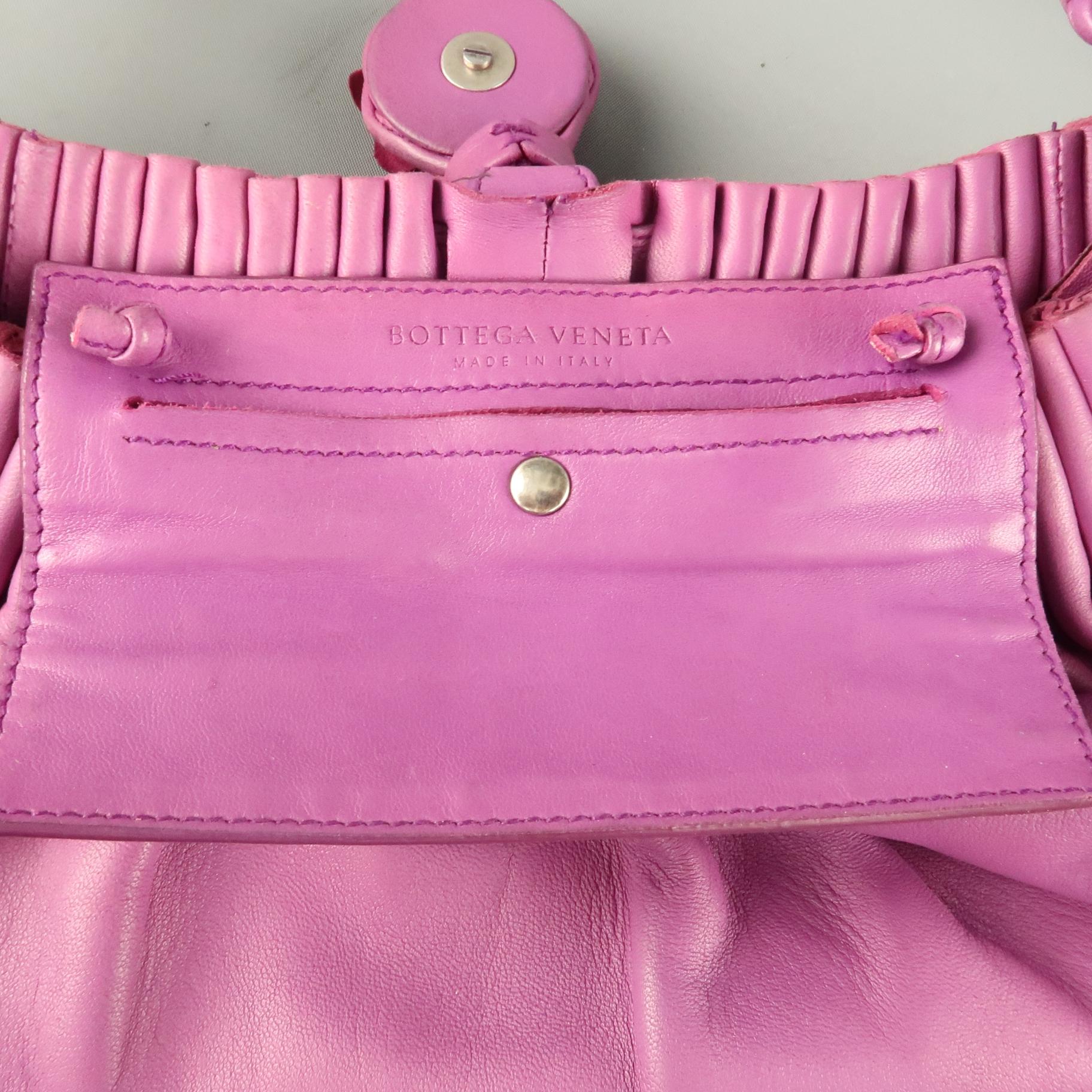 BOTTEGA VENETA Purple Leather Braided Handle Handbag 8