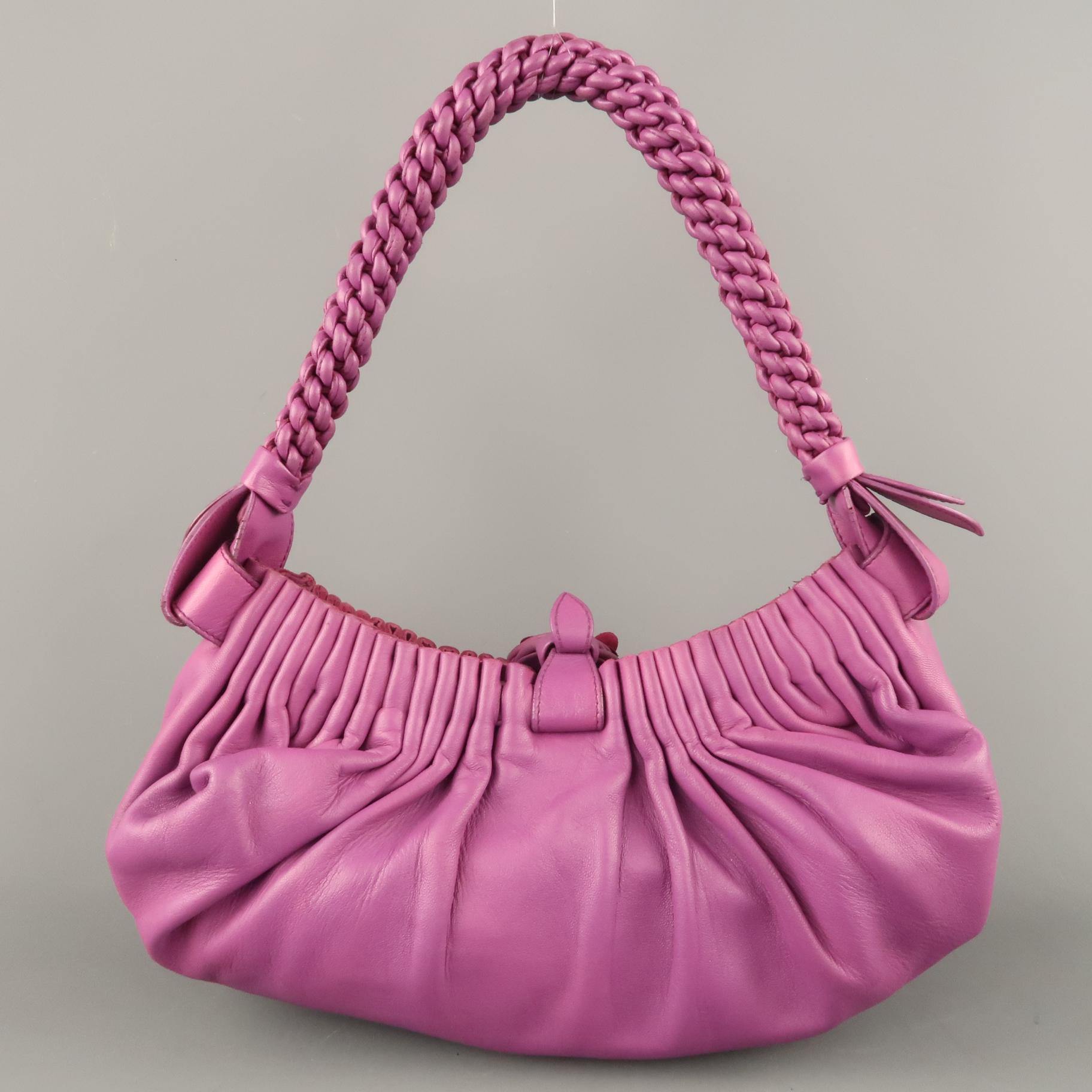 BOTTEGA VENETA Purple Leather Braided Handle Handbag 3