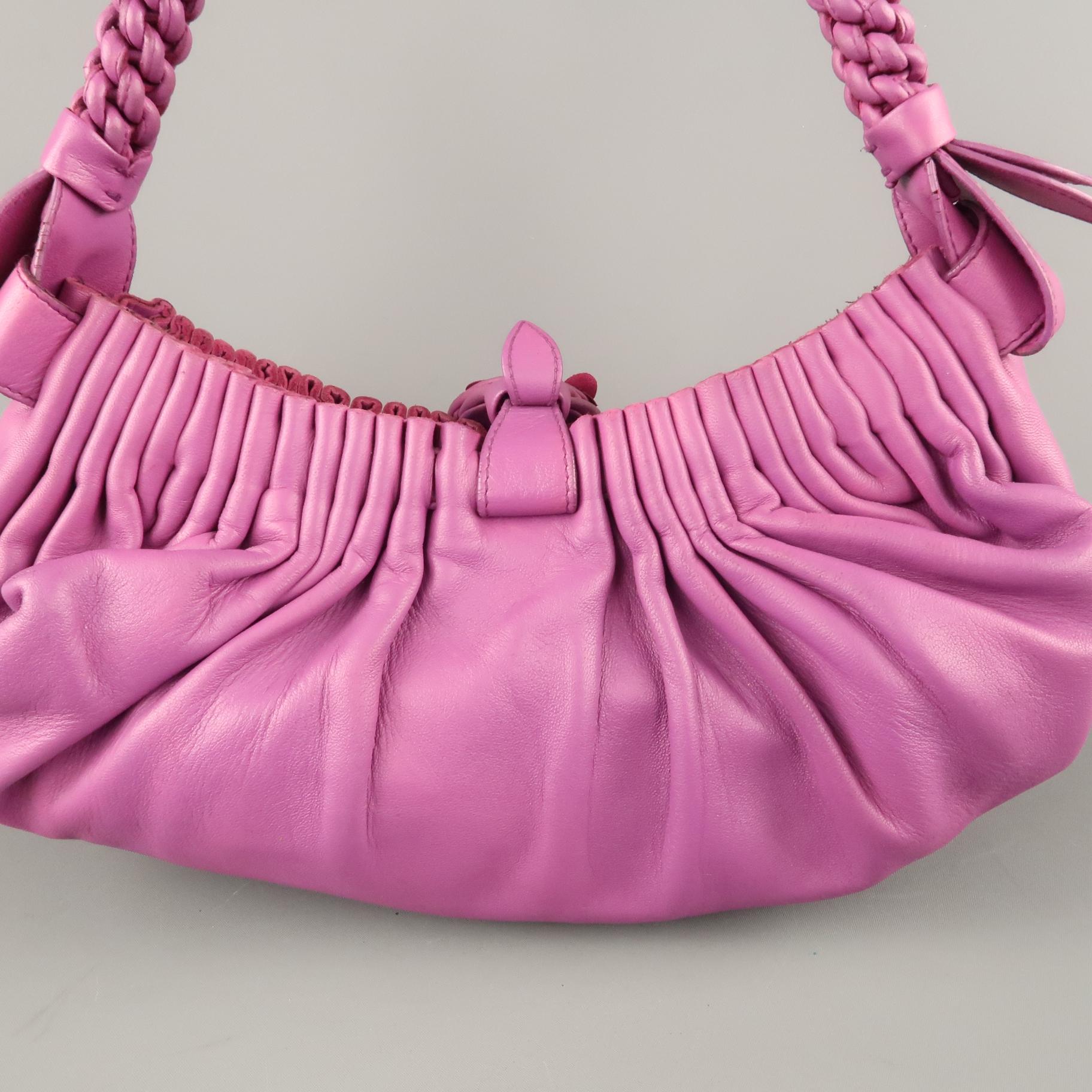 BOTTEGA VENETA Purple Leather Braided Handle Handbag 4