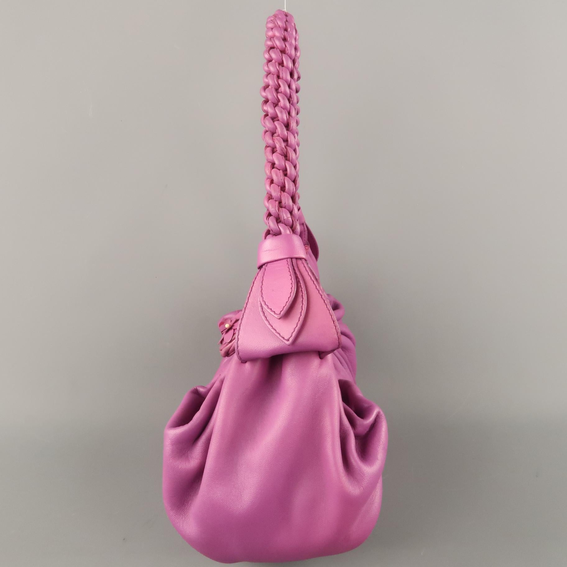 BOTTEGA VENETA Purple Leather Braided Handle Handbag 5