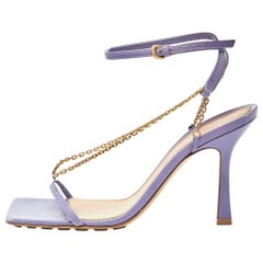 Bottega Veneta Purple Leather Chain Stretch Sandals Size 37