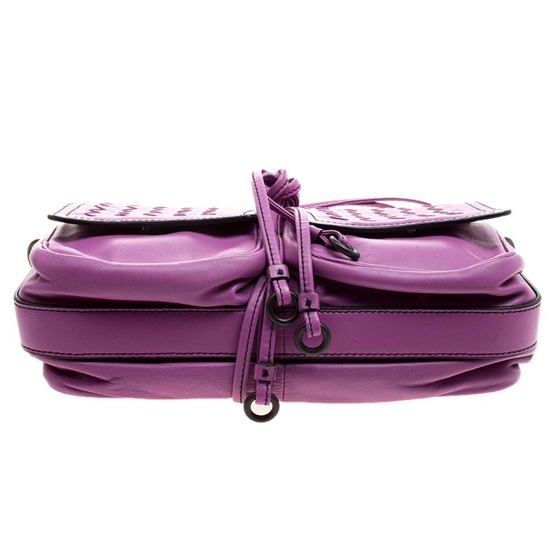 Women's or Men's Bottega Veneta Purple Leather Front Pocket Crossbody Bag