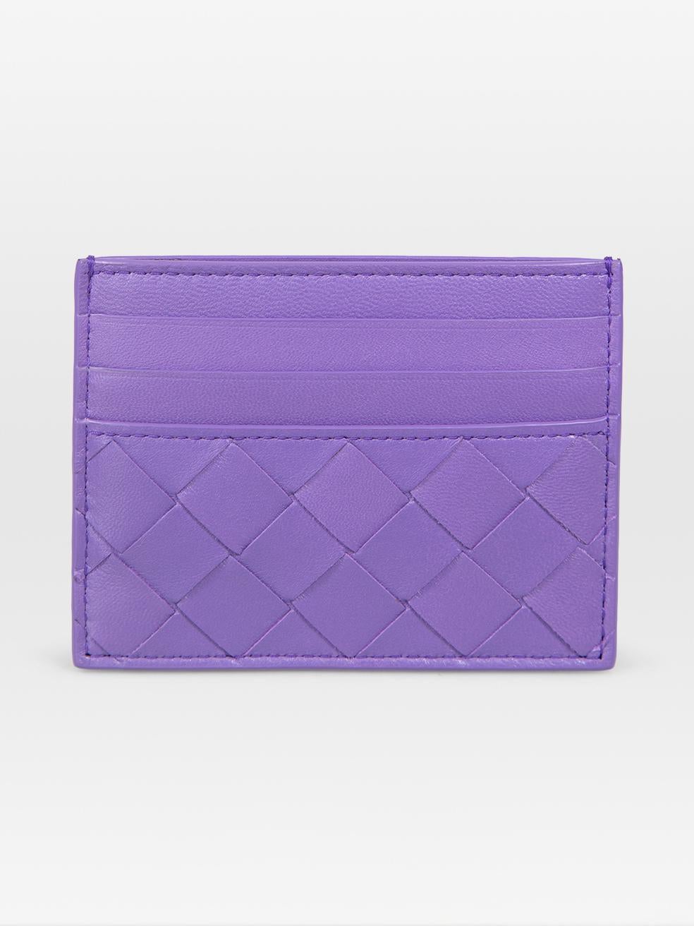 Viola Portafoglio Intrecciato in pelle viola di Bottega Veneta in vendita