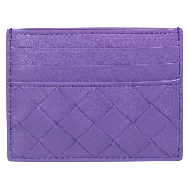 Portafoglio Intrecciato in pelle viola di Bottega Veneta in vendita