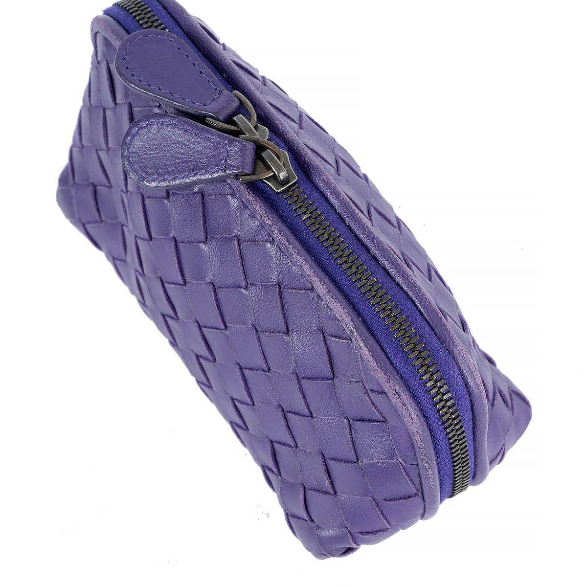 BOTTEGA VENETA purple leather INTRECCIATO MINI Pouch Vanity Bag For Sale 3