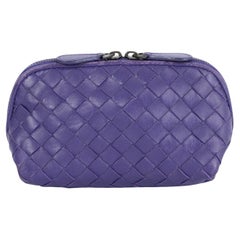 Used BOTTEGA VENETA purple leather INTRECCIATO MINI Pouch Vanity Bag