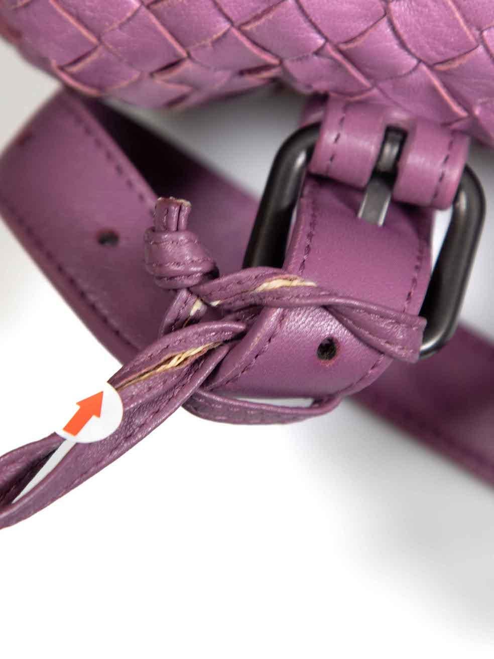 Bottega Veneta Purple Leather Intrecciato Montaigne Shoulder Bag For Sale 3