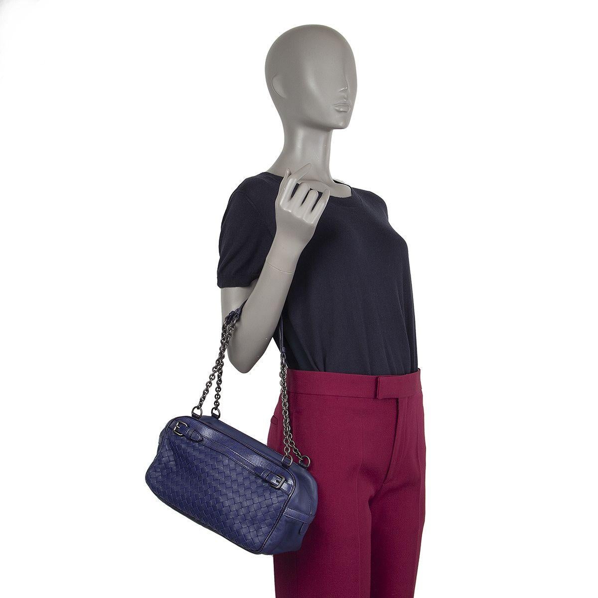 BOTTEGA VENETA purple leather & Karung Intrecciato Chain Shoulder Bag 1