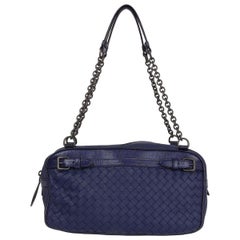 BOTTEGA VENETA purple leather & Karung Intrecciato Chain Shoulder Bag