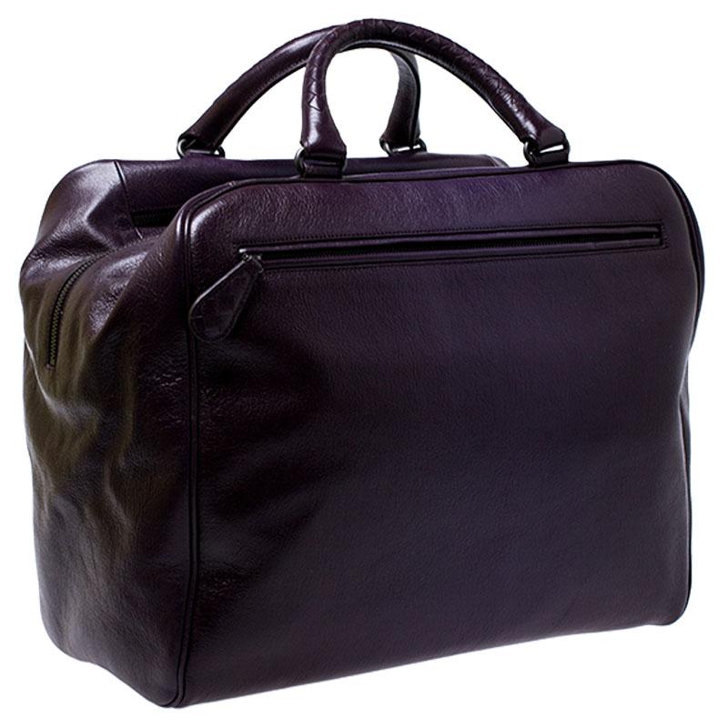 Bottega Veneta Purple Leather Madras Heritage Brera Duffle Bag For Sale at  1stDibs