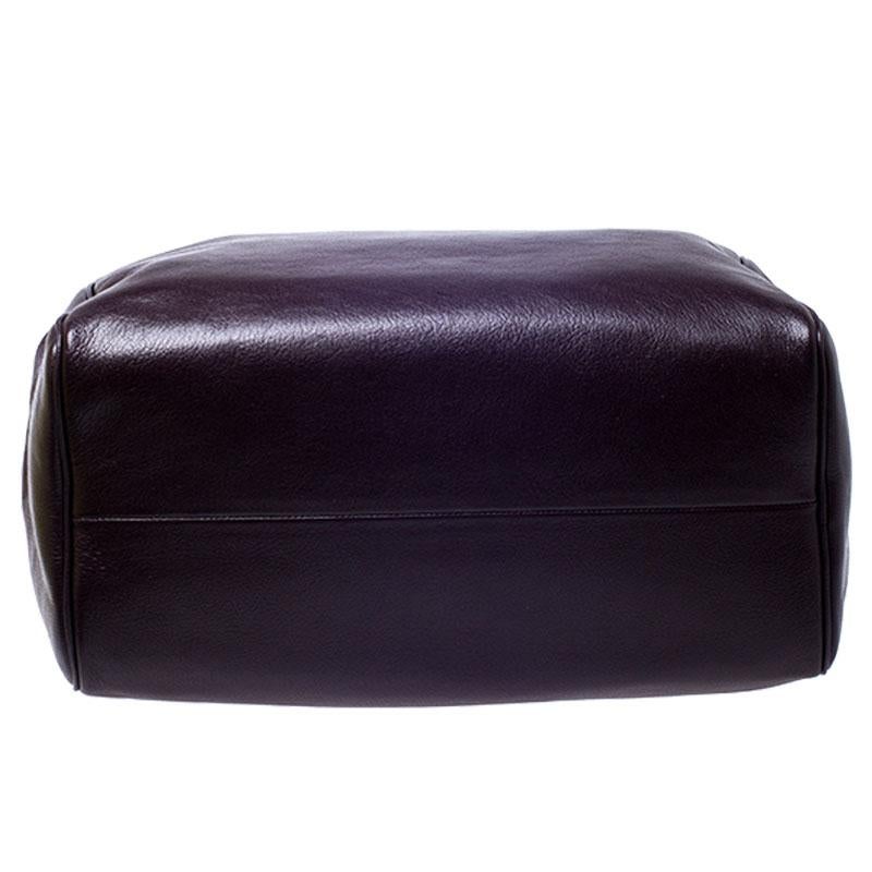 purple leather luggage bag