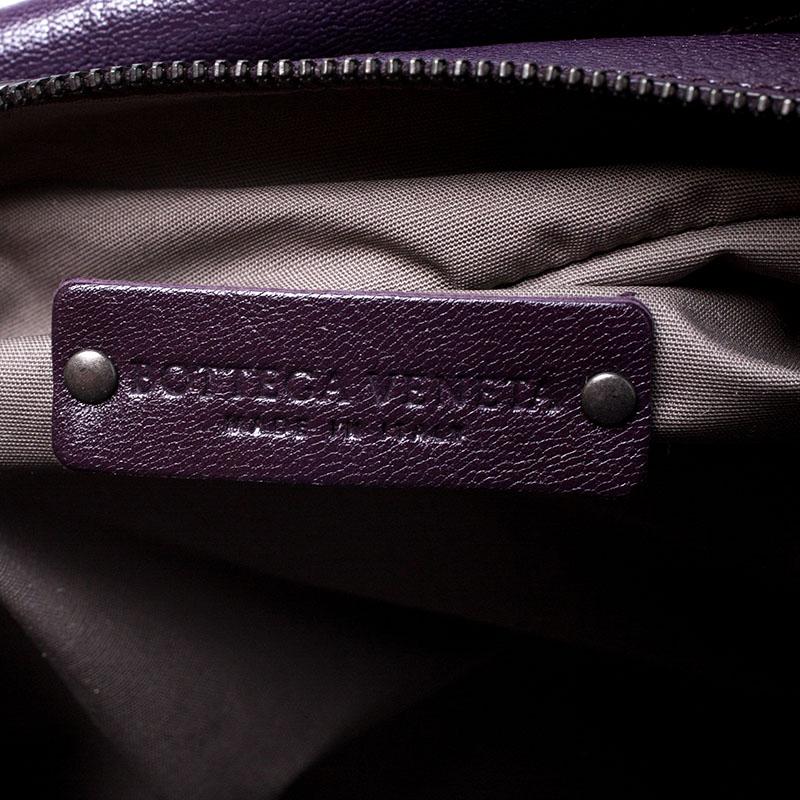 Bottega Veneta Purple Leather Madras Heritage Brera Duffle Bag In Excellent Condition In Dubai, Al Qouz 2