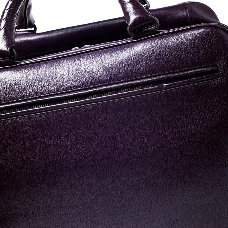 Bottega Veneta Purple Leather Madras Heritage Brera Duffle Bag 3