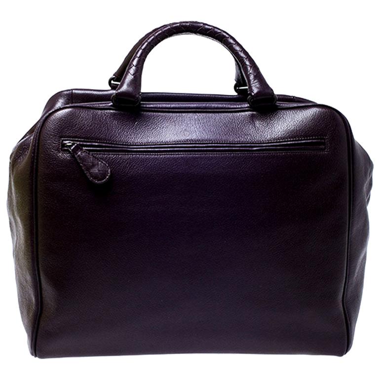 Bottega Veneta Purple Leather Madras Heritage Brera Duffle Bag For