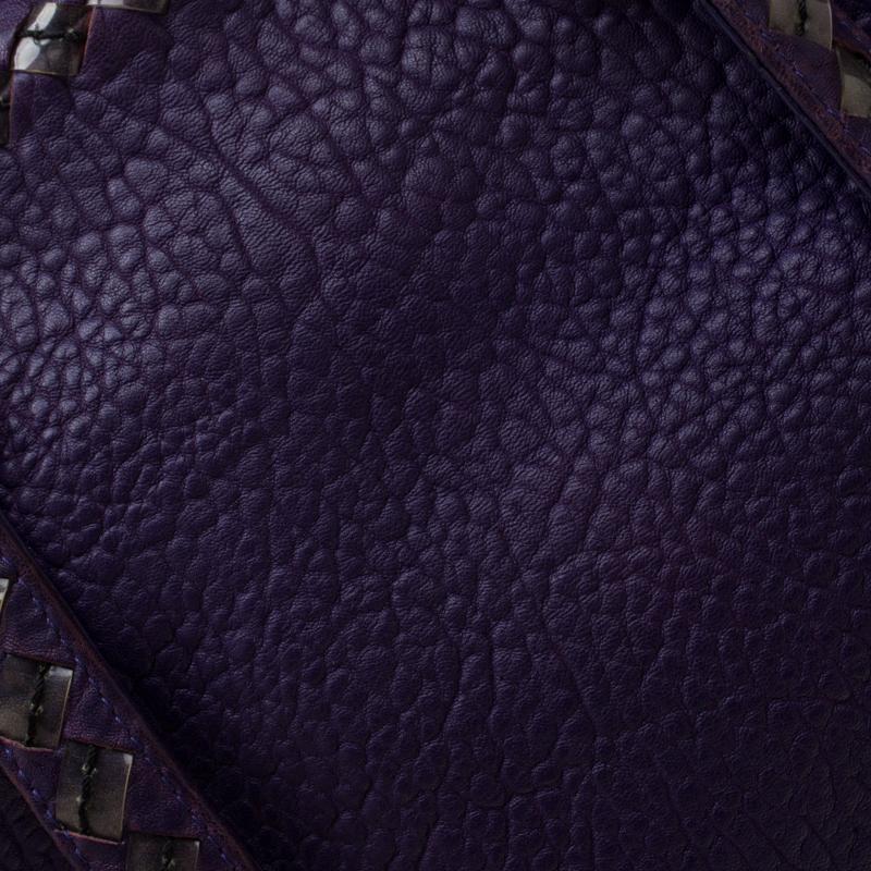 Bottega Veneta Purple Leather Satchel In Good Condition In Dubai, Al Qouz 2