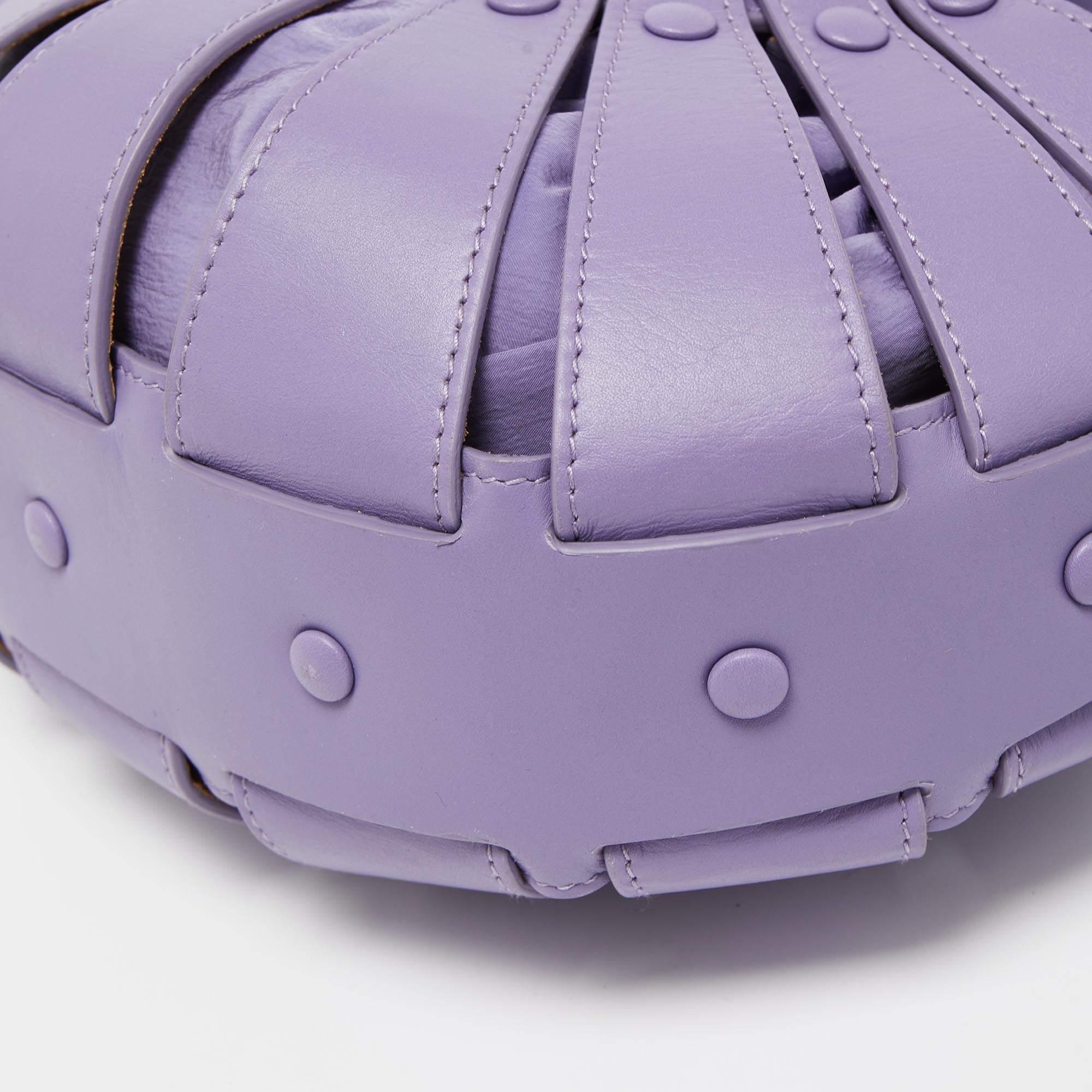 Bottega Veneta Purple Leather Small Shell Bag 4